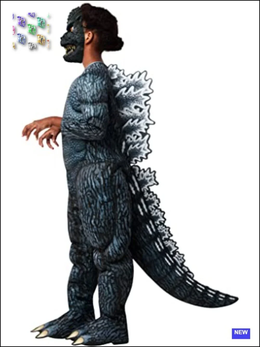 Godzilla Boys Costume Large Jumpsuit Tail Mask Halloween Cosplay